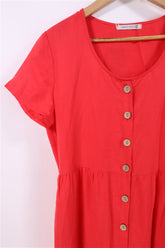 שמלת כפתורים חדשה באדום- M-L